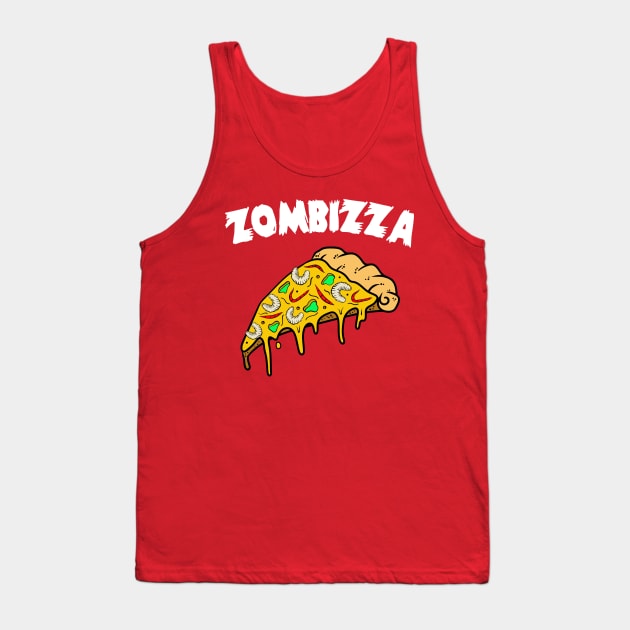 Zombizza Zombie Worms & Maggots Pizza Tank Top by Print Cartel